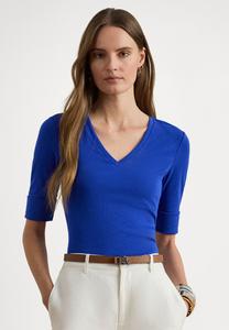 Футболка Lauren Ralph Lauren Petite STRETCH COTTON ELBOW-SLEEVE V-NECK TEE, Cruise Royal/Royal Blue