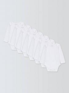 Повседневное детское хлопчатобумажное боди с длинным рукавом John Lewis, белый