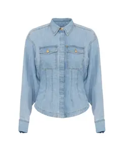 Джинсовая рубашка с баской Elisabetta Franchi, синий