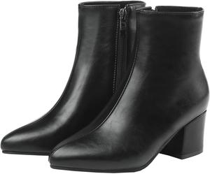 Женские ботильоны Uniquelly с массивным каблуком, заостренным носком, боковой молнией, модные, для вечеринок, свадеб и зимы, Black