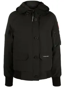 Пуховик с капюшоном и нашивкой-логотипом Canada Goose, черный