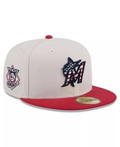 Мужская красная бейсболка Miami Marlins 2024 Fourth of July 59FIFTY Fitted Hat New Era
