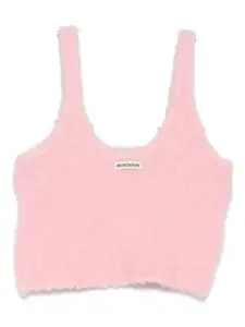 Вязаный топ с нашивкой-логотипом Patrizia Pepe, розовый