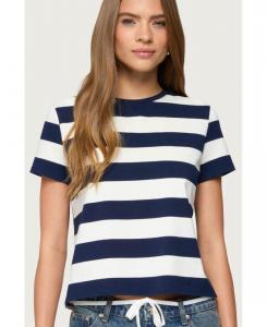 Женская футболка Valetta в полоску оверсайз Edikted, Navy-and-white