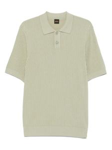 Рубашка-поло из рубчатой вязки BOSS, зеленый