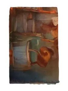 Шарф Perla с абстрактным принтом и бахромой D'aniello, оранжевый