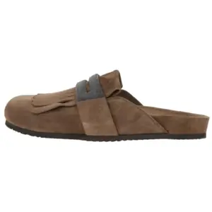 Женские мюли-лоферы с отделкой Monili Brunello Cucinelli, Brown