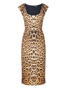 Платье без рукавов с принтом Roberto Cavalli, коричневый