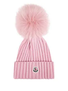 Ребристая шапка с помпоном MONCLER, розовый