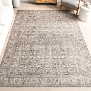nuLOOM Hillstone Collection ковер, 153 x 244 см, традиционный винтажный медальон с эффектом потертости, плотный и мягкий, прочный поли/джут с низким ворсом без линьки, легко чистится, для гостиной, спальни