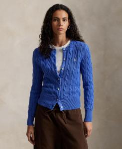 Женский хлопковый кардиган крупной вязки с круглым вырезом Polo Ralph Lauren, Indigo Sky