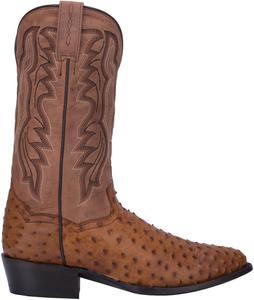 Мужские сапоги Dan Post Mens Tempe Ostrich с вышивкой, с круглым носком и без застежек - коричневые