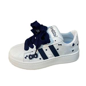 Нескользящие, износостойкие, дышащие, легкие, низкие повседневные туфли для женщин GULIA, White Dark Blue