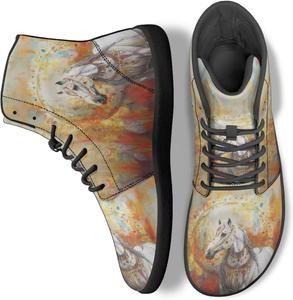 Унисекс кроссовки для ходьбы, высокие теннисные ботинки, на шнуровке, для работы в офисе, спорта и активного отдыха на улице Ecaestolph, Tribal Horse Watercolor