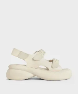 Спортивные сандалии с ремешками из бусин Charles & Keith, цвет Chalk