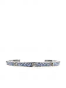 Браслет с логотипом, украшенный стразами Tory Burch, серебристый