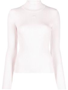 Courrèges джемпер в рубчик с высоким воротником, розовый