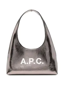 Маленькая сумка через плечо с металлическим логотипом A.P.C., серебряный