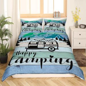 Erosebridal Комплект постельного белья Happy Camping с принтом в стиле кантри для мальчиков и подростков, Multi 113