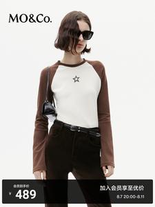 Хлопковая эластичная футболка Moco с длинными рукавами и круглым вырезом , белый