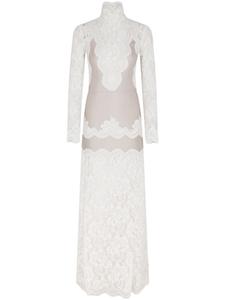 Макси-платье из кружевного джерси Rabanne, белый