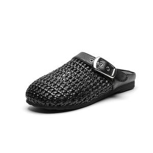 Женские сандалии с закрытым носком и резиновой подошвой, устойчивые к истиранию HUANAI, Black