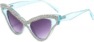 Солнцезащитные очки Melrose Cat Eye для женщин, сверкающие стразами, модные ретро-очки с бриллиантами, защита от ультрафиолета UV400, Blue