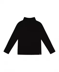 Мягкий, очень мягкий ребристый топ с воротником-стойкой для девочек - для детей постарше. Deux Par Deux, черный