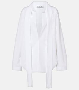 Шарфовая блуза из хлопка Alaïa, Blanc