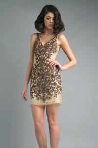 Коктейльное платье с бисером и пайетками Basix Black Label, Nude Bronze