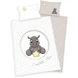 Пастушье детское постельное белье «Jana Rhino» с мотивом Herding, белый/серый