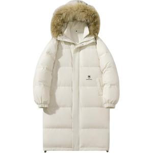 Пуховик Unisex с меховым воротником утепленный стеганый VanCamel, бежевый оранжевый