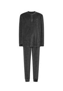 Мужская зимняя длинная бархатная пижама черная El Búho NOCTURNO, серый