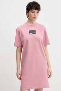 Хлопковое платье Karl Lagerfeld Jeans, розовый