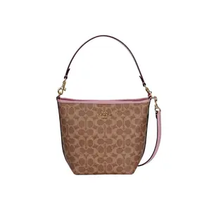 COACH Городская ПВХ сумка через плечо малого размера женская камея коричневая