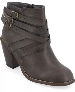 Женские ботильоны с широким ремешком, круглым носком, наборным каблуком Journee Collection, серый