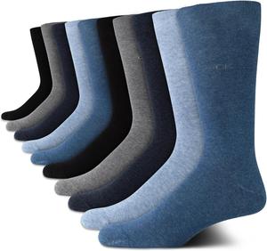 Мужские носки Calvin Klein под повседневную одежду - 10 пар мягких хлопковых носков для мужчин - классический комфорт, манжеты, смешанный узор, Blue Multi