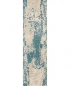 Nourison Home Maxell MAE13 Слоновая кость, коврик для дорожки размером 66 см x 229 см Long Street Looms, бирюзовый/слоновая кость