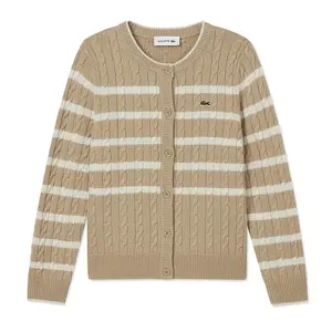 Топ женский LACOSTE, коричневый/белый