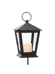 STAR Trading Светодиодный фонарь для могилы со свечой и колышком для крепления к земле, высота: 40 см, черный