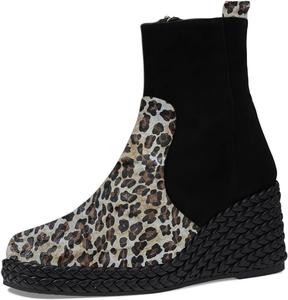 Женские ботильоны YDN с платформой, плетеной отделкой, высокие на стойке, квадратный носок, боковые молнии, для вечеринок, шопинга и работы, размеры 4-16 US, Leopard
