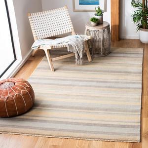 Ковер SAFAVIEH, 153 x 244 см, Tibetan Collection, Silver & Multi, ручной работы из современной шерсти, идеально подходит для помещений с высокой проходимостью в гостиной, спальне (TIB322A)