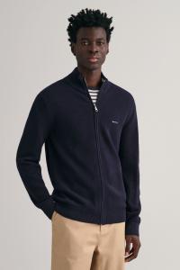 Кардиган из хлопкового пике с застежкой-молнией Gant, синий