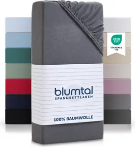 Простыня на резинке Basics 160x200 см, джерси, 100% хлопок, серая Blumtal