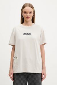 Хлопковая футболка Vans, бежевый