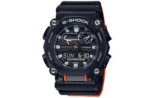 CASIO Часы Men Liquid Crystal/Analog Dual Display Series Black Watch GA-900C-1A4, Black Dial Orange Strap