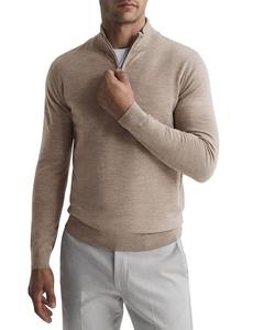 Свитер REISS Blackhall из шерсти мериноса с длинными рукавами и воротником-воронкой, коричневый/бежевый