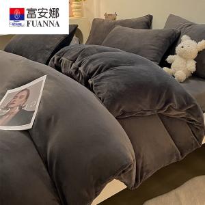 Fuanna Пододеяльник 180х220 см из молочного велюра, двусторонний флис, серый