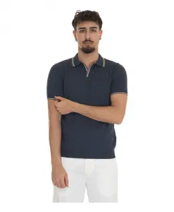 Хлопковая рубашка-поло с коротким рукавом Gran Sasso, синий