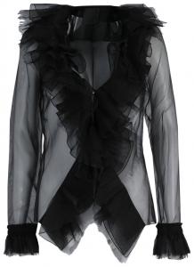 Блузка Givenchy из шелковой органзы с оборками, черная